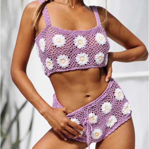 Andi Bagus Purple Crochet Margarita Set - Picture 1 of 6